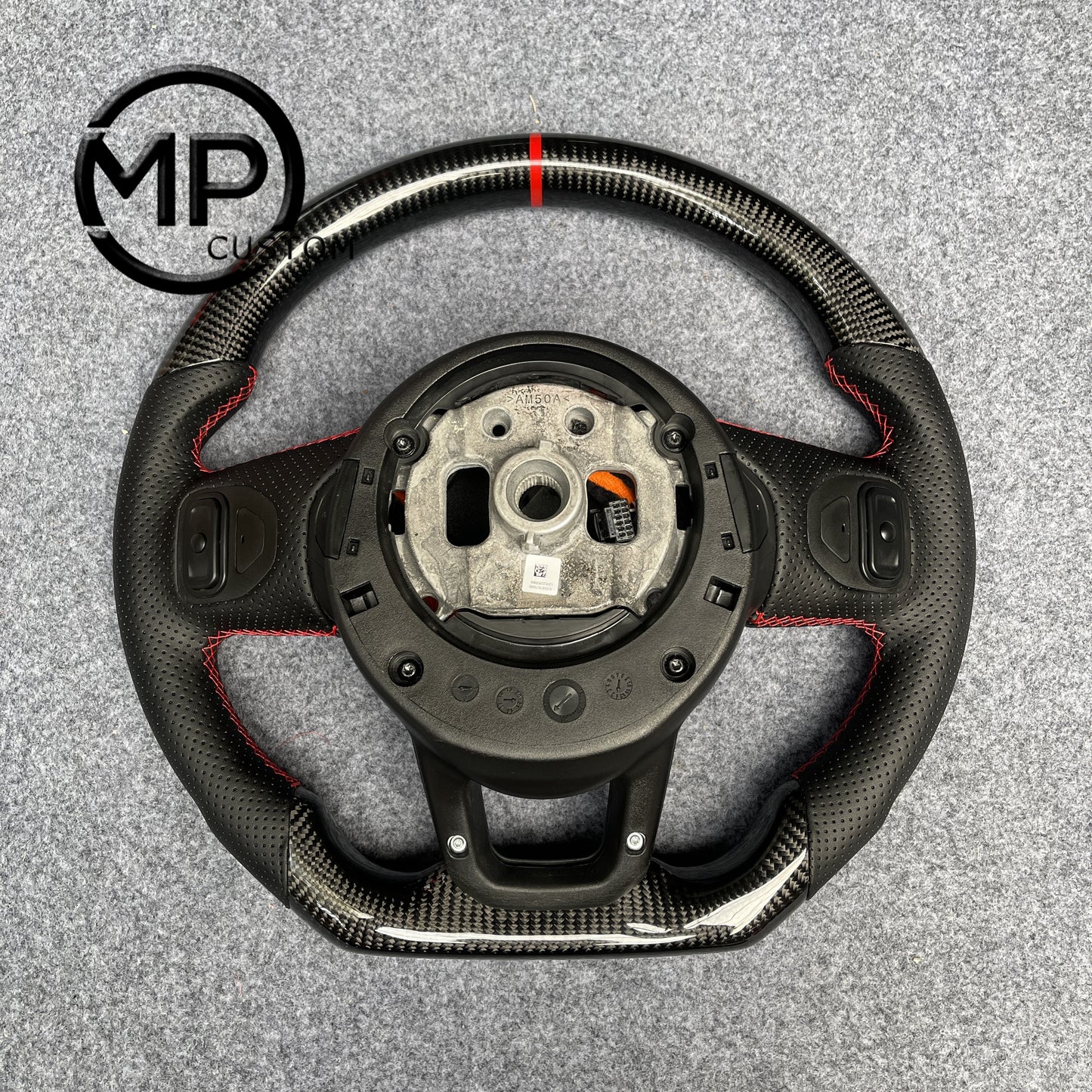 MPCUSTOM Fit For 2018-2025 Jeep JL JR Wrangler/Gladiator carbon fiber steering wheel black perforated leather red center line