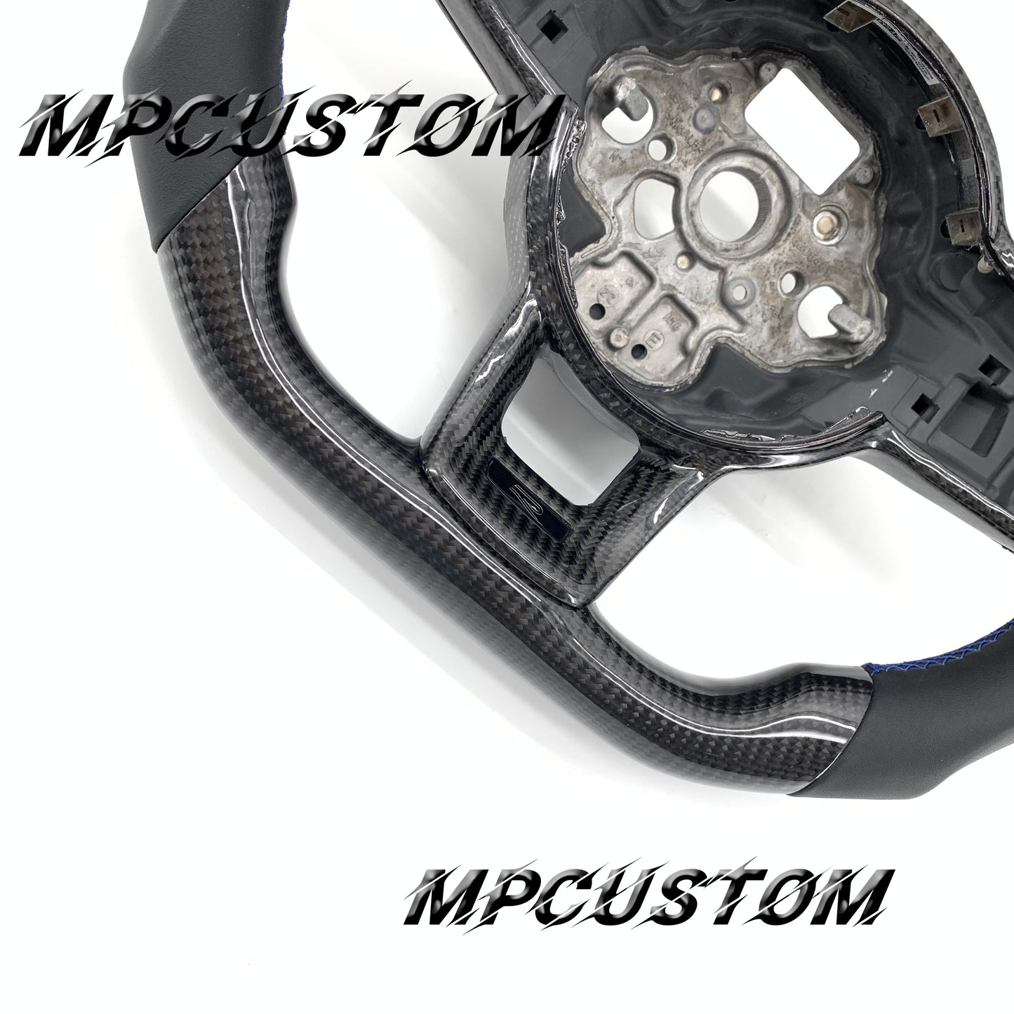 Mpcustom for Volkswagen MK7 2015-2019 carbon fiber steering wheel blue stripe line and blue stitching