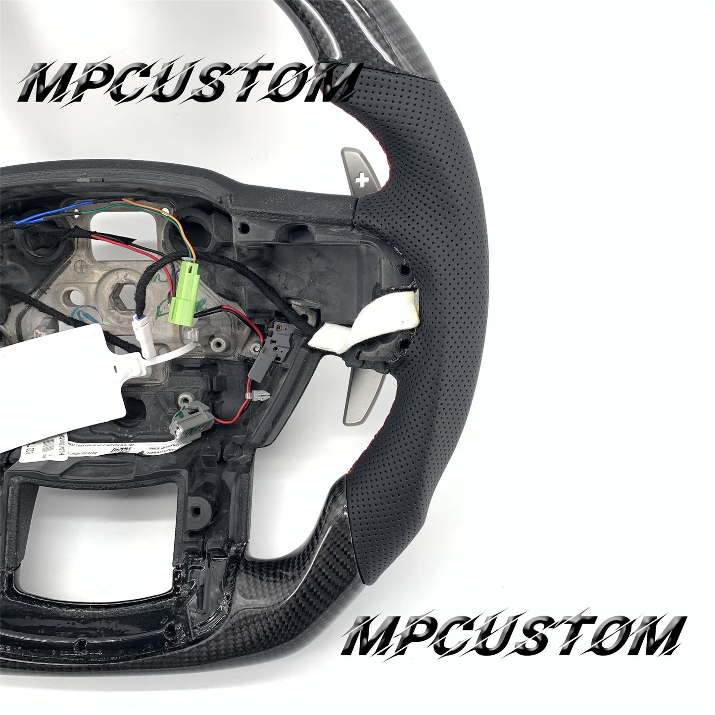 Mpcustom for Ford F150 carbon fiber steering wheel red stripe line and flat bottom
