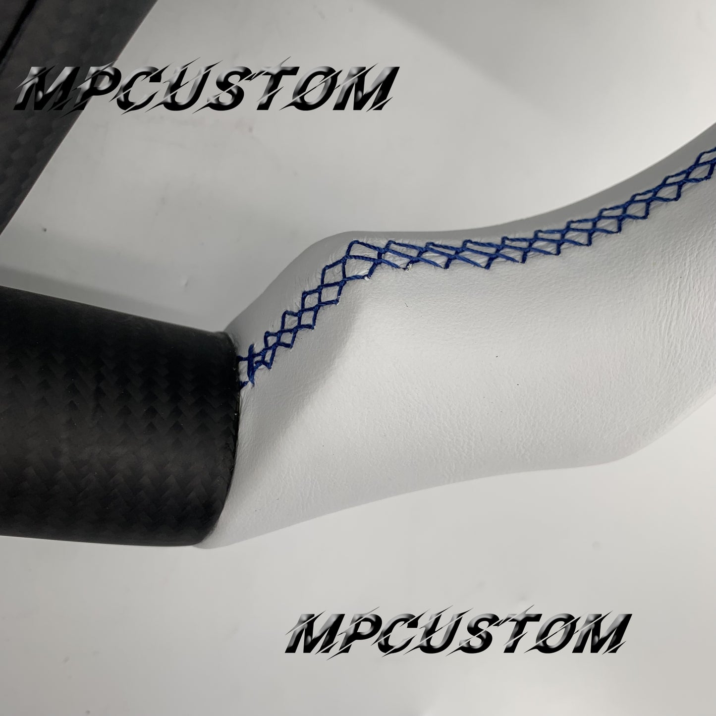 Mpcustom for Tesla model 3 Y carbon fiber steering wheel blue stitching and f1 shape