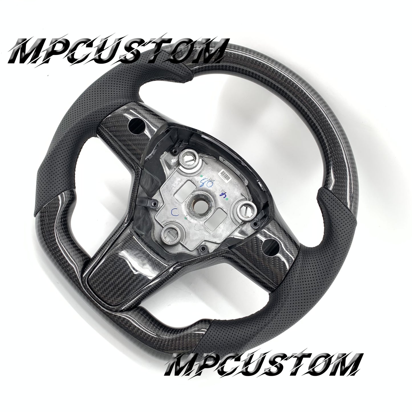 Mpcustom for Tesla model 3 carbon fiber steering wheel gloss