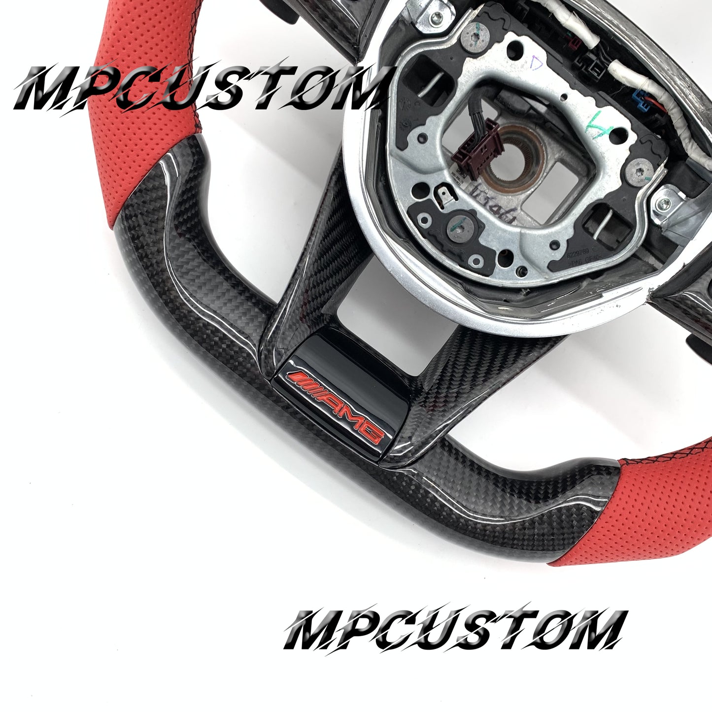 Mpcustom for Mercedes Benz 808AMG /W205 AMG carbon fiber steering wheel perforated leather and flat bottom