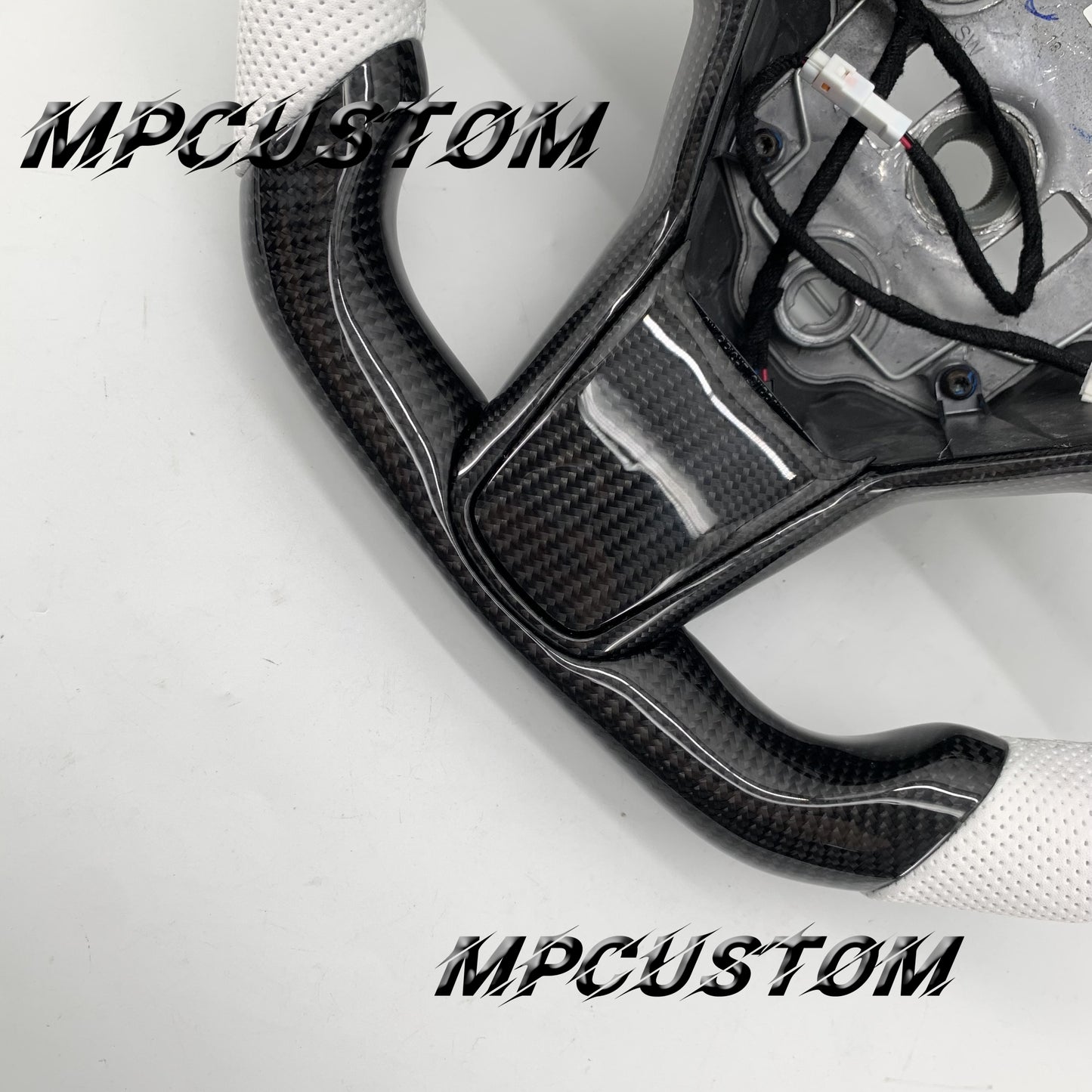 Mpcustom for Tesla model 3 Y carbon fiber steering wheel white stripe line and flat bottom