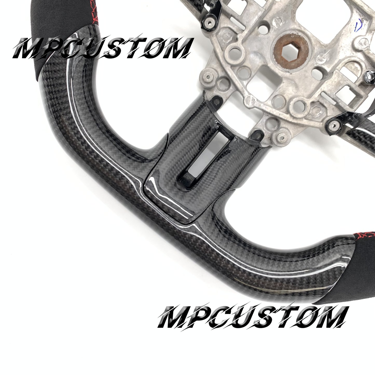 Mpcustom for Ford Mustang 2015-2017 carbon fiber steering wheel red stripe line and gloss