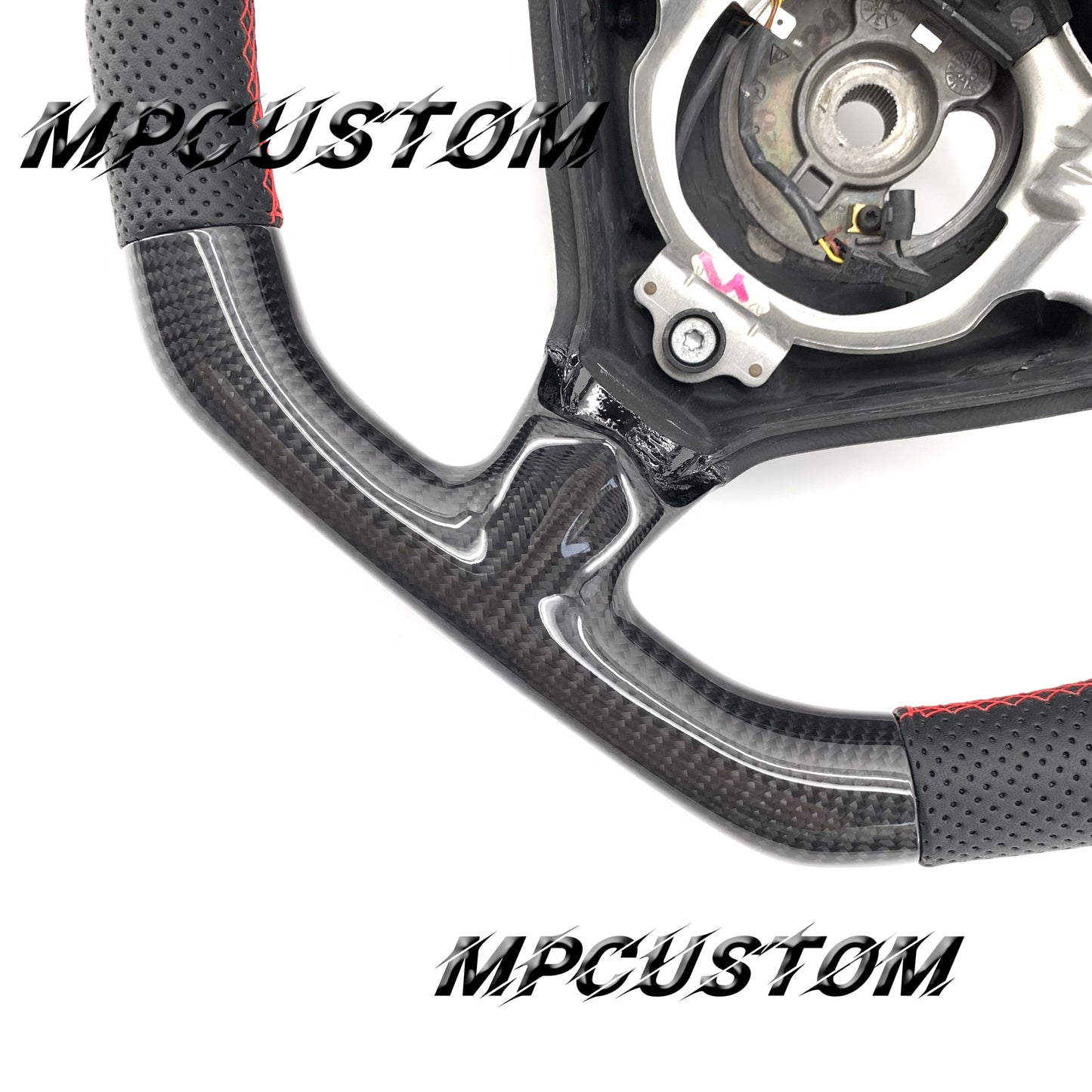 Mpcustom for Porsche 996 carbon fiber steering wheel red stripe line and flat bottom
