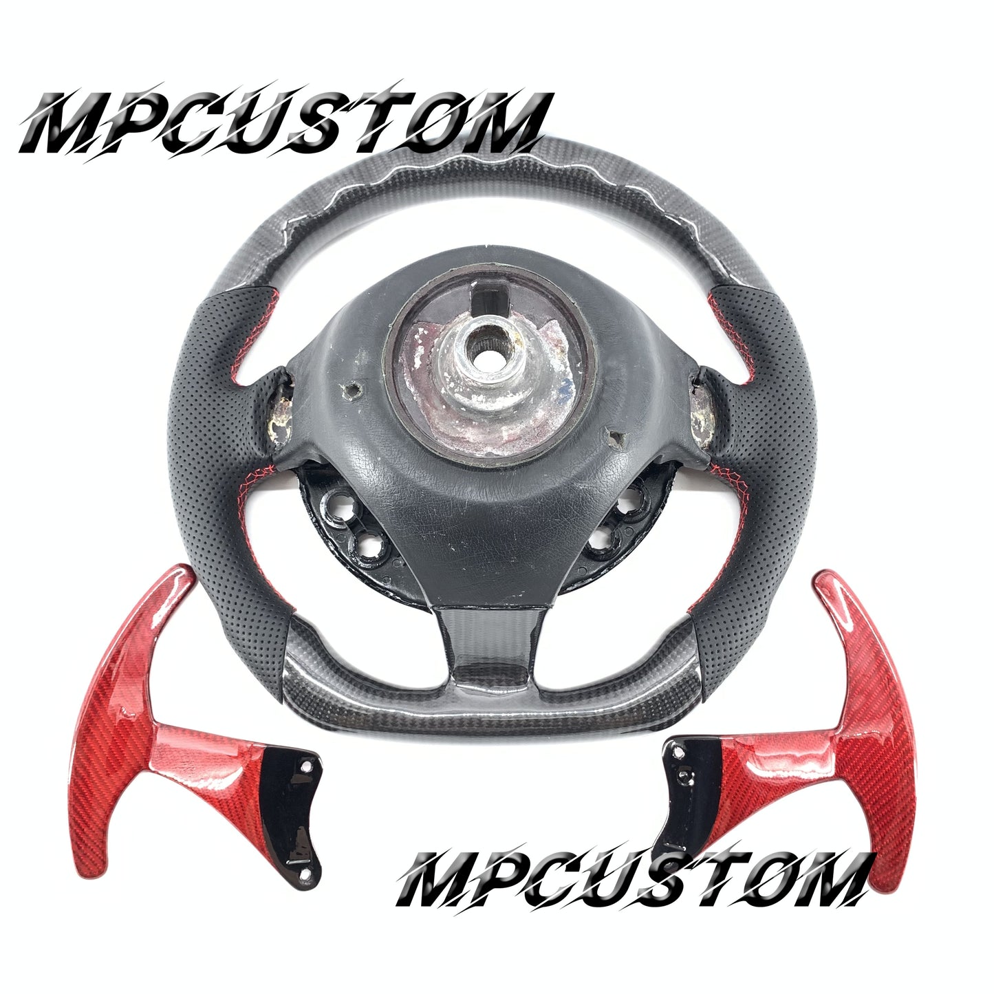Mpcustom for Maserati GT carbon fiber steering wheel red stitching