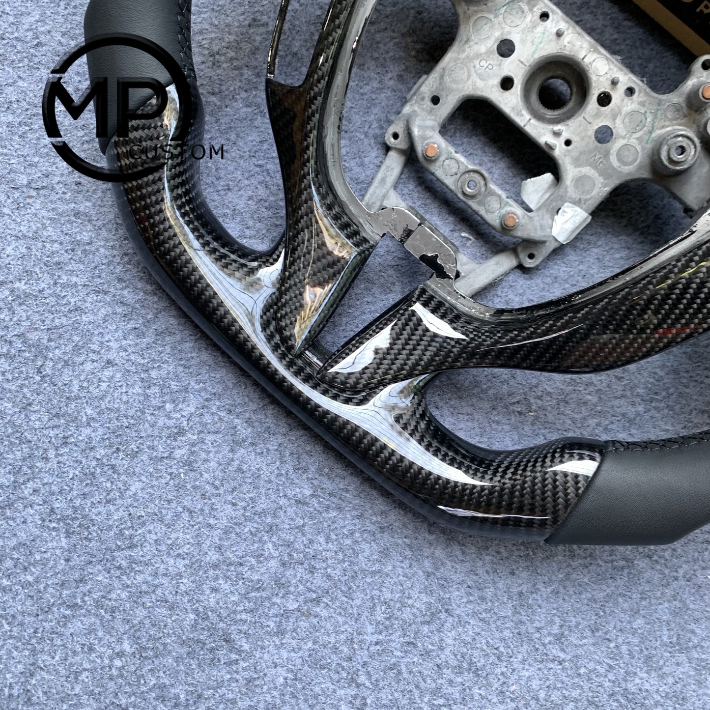 MPCUSTOM Fit For Honda 8th gen Accord Coupe 2008-2012/Crosstour 2010-2012/Odyssey RB3 RB4 genuine carbon fiber steering wheel black smooth leather orange center line