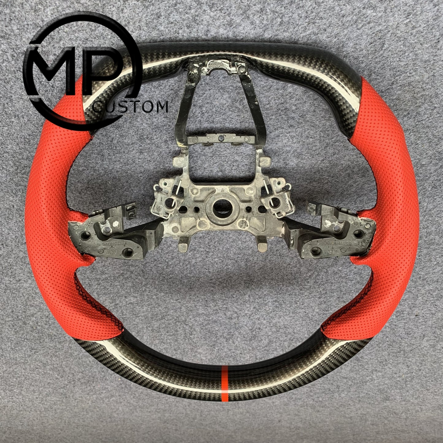 MPCUSTOM Fit For Honda 10th gen Accord/EXL EX LX 2018-2022/Insight 2019-2021 carbon fiber steering wheel red perforated leather red center line