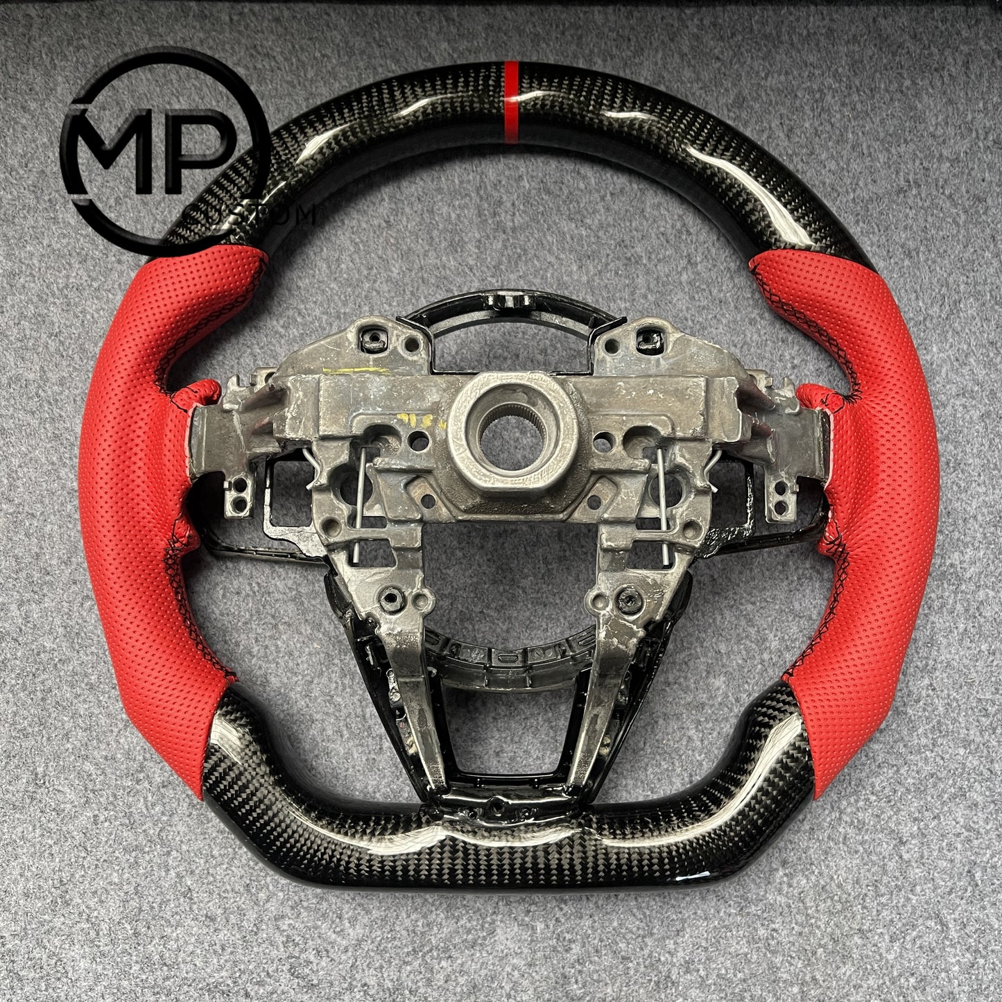 MPCUSTOM Fit For Acura TLX TYPE S 2021-2022 carbon fiber steering wheel red perforated leather red center line thumb grips