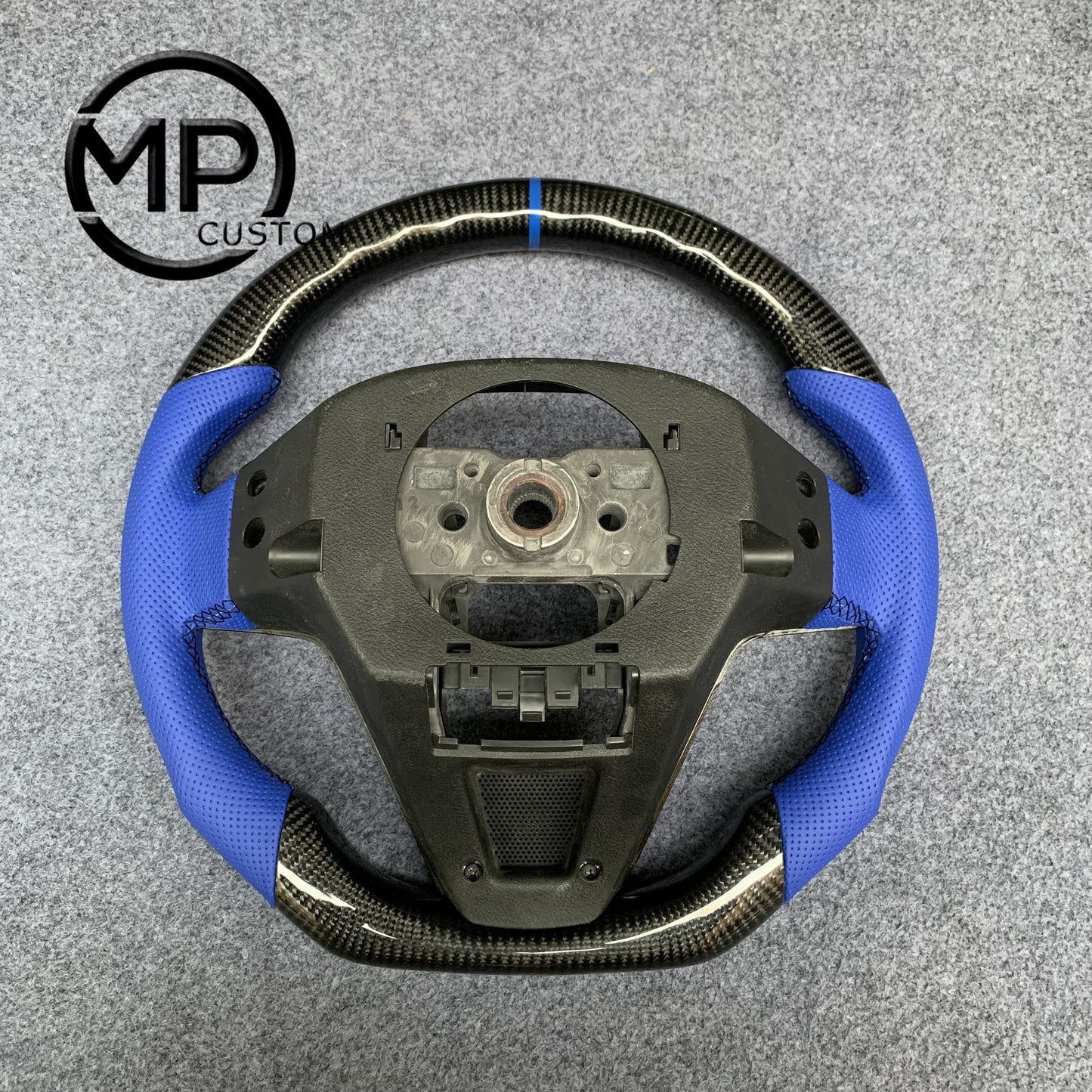 MPCUSTOM Fit For Honda CR-V CRV 2007-2011 carbon fiber steering wheel blue perforated leather blue center line