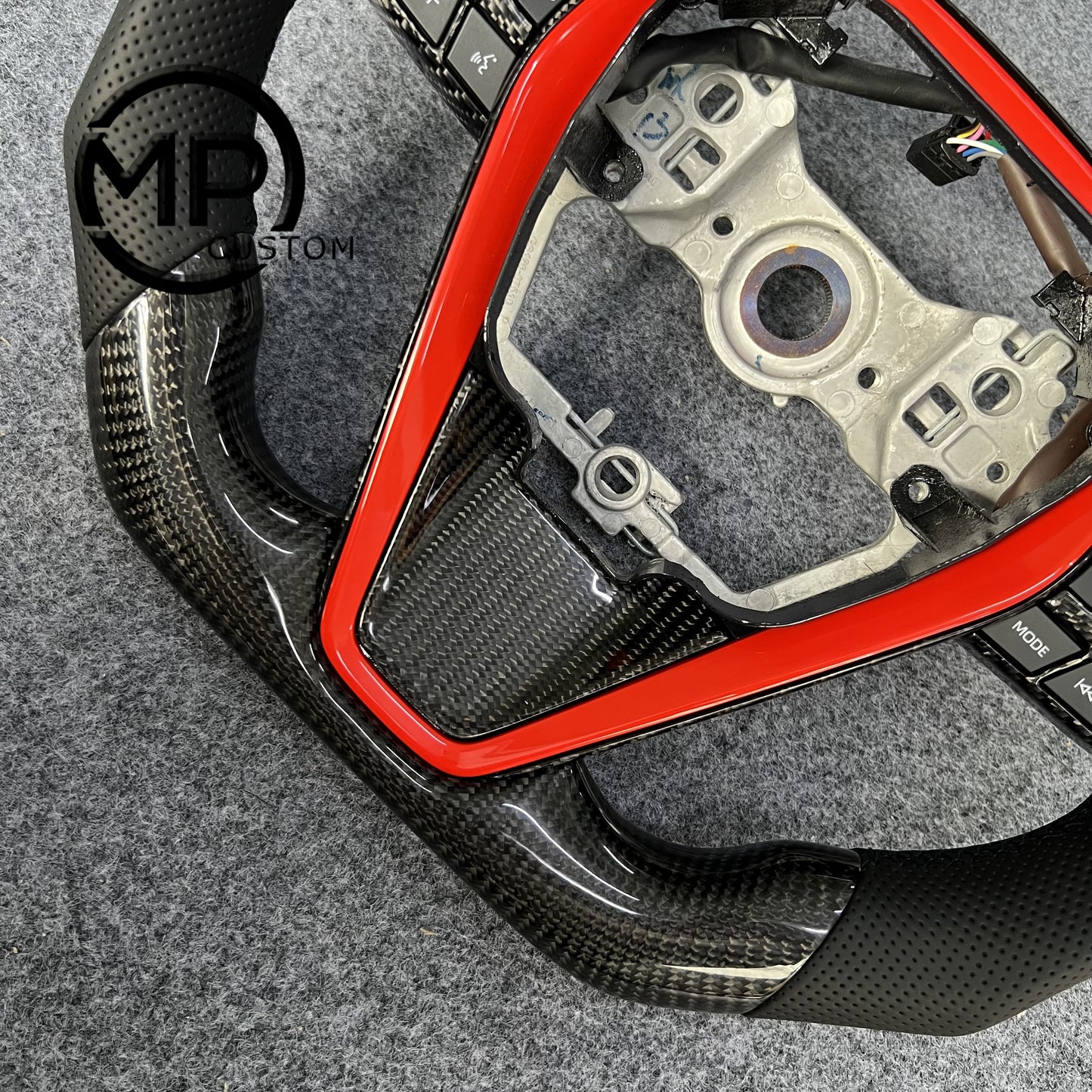 MPCUSTOM Fit For Toyota 8th gen Camry se xse le xle 2018-2022/Avalon 2018-2022 carbon fiber steering wheel black perforated leather red center line