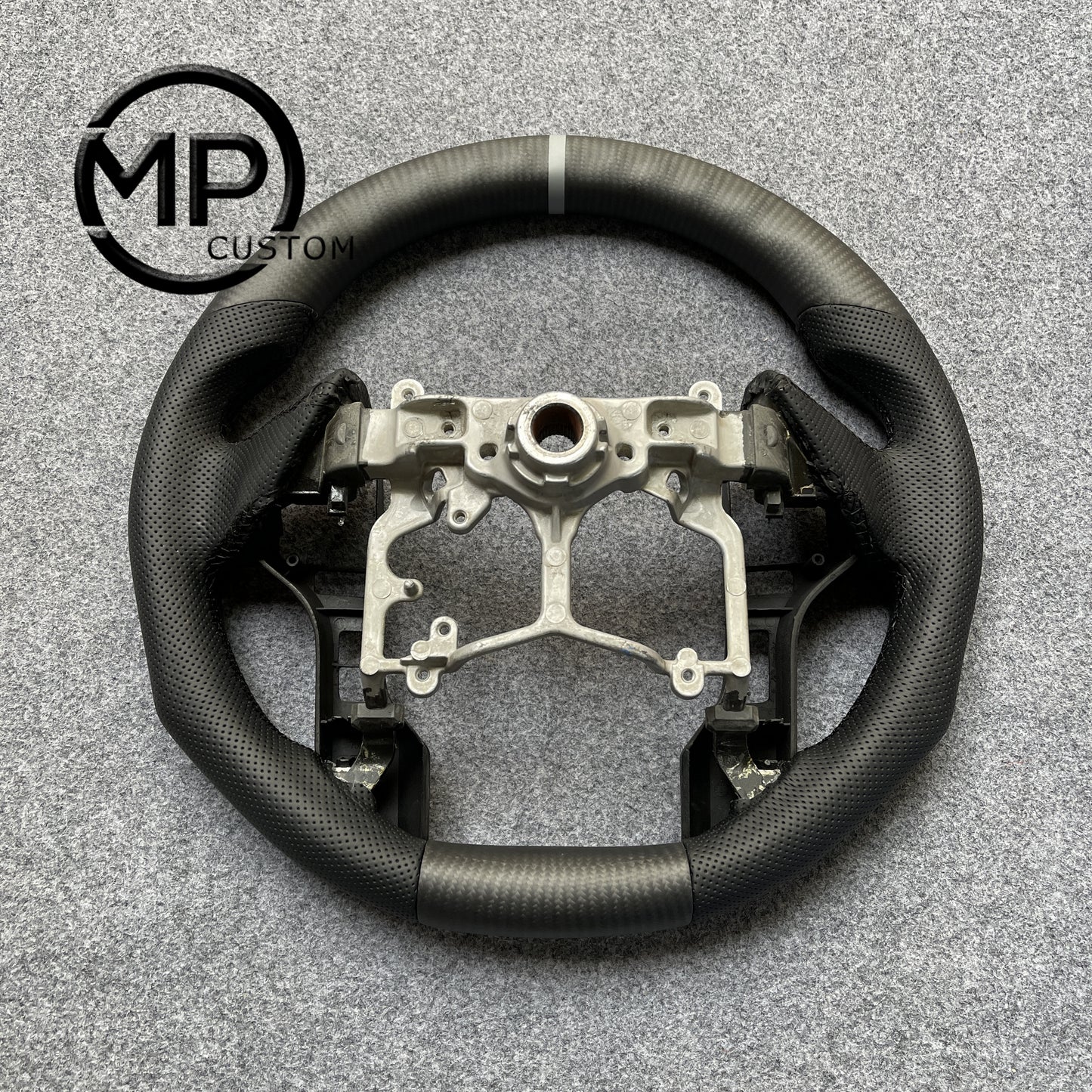 MPCUSTOM Fit For Toyota 4Runner Tundra Tacoma 2014-2017 carbon fiber steering wheel black perforated leather white center line