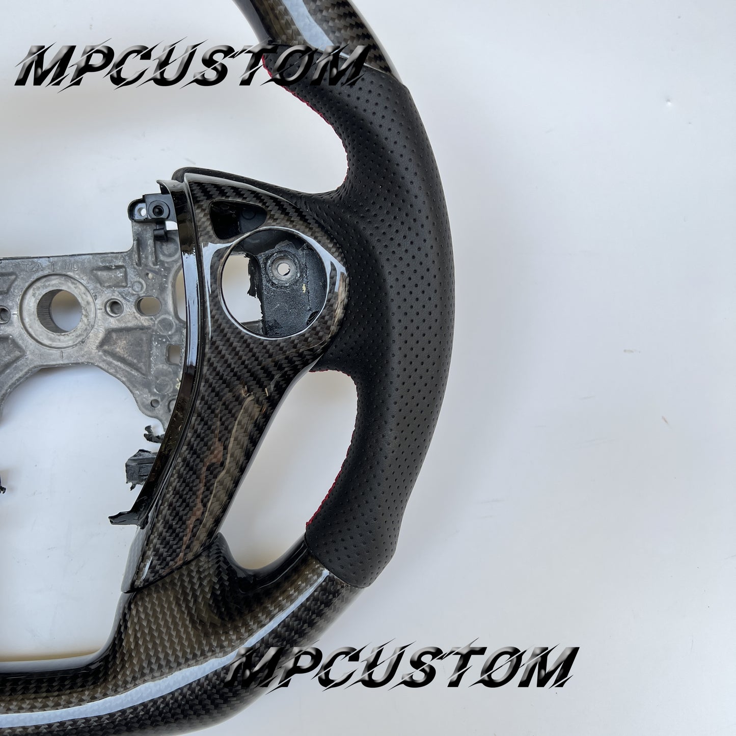 Mpcustom for Honda 9th gen Accord 2013-2017 carbon fiber steering wheel red stitching and round top