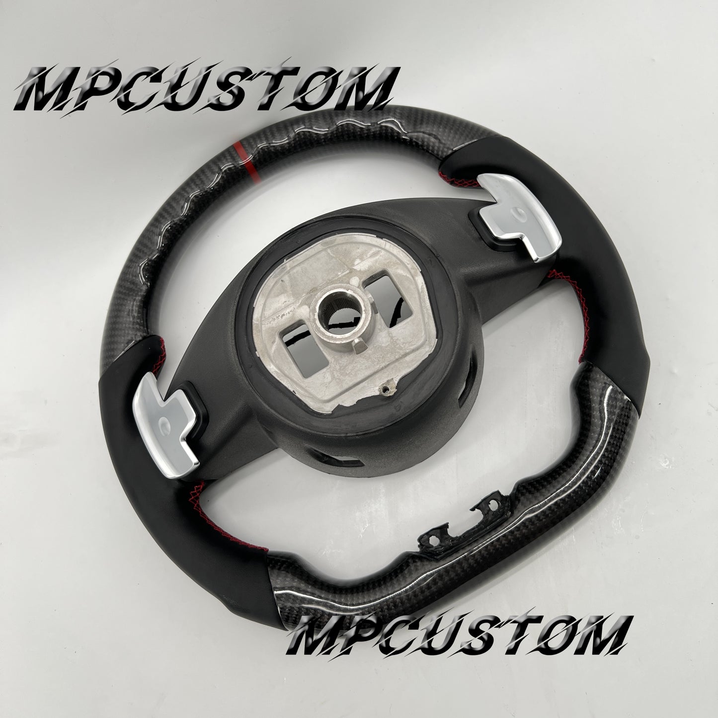 Mpcustom for Mercedes Benz 808AMG /W205 AMG carbon fiber steering wheel round top and flat bottom and red stitching