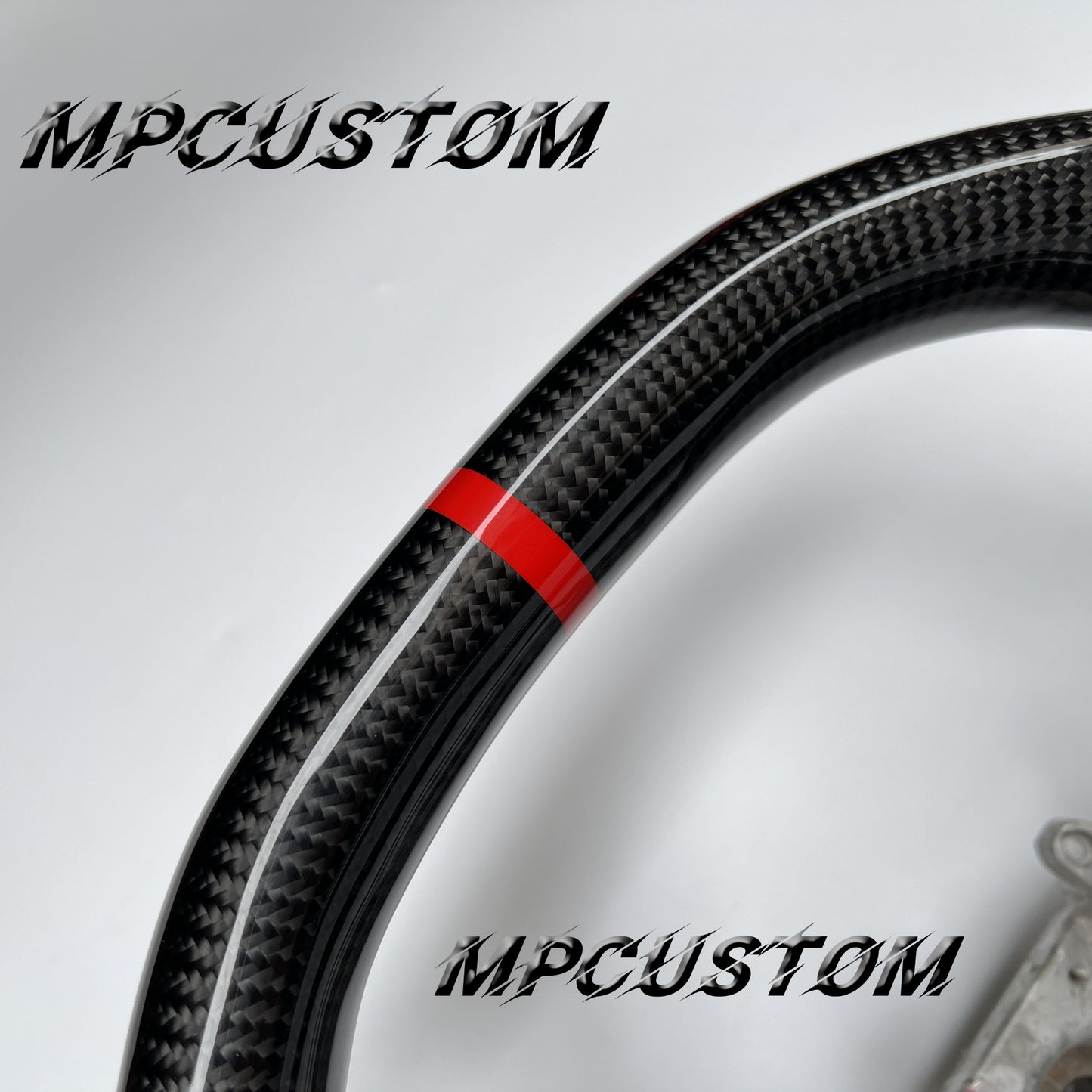 Mpcustom for Nissan GTR R35 2017+ carbon fiber steering wheel flat top and red stripe line