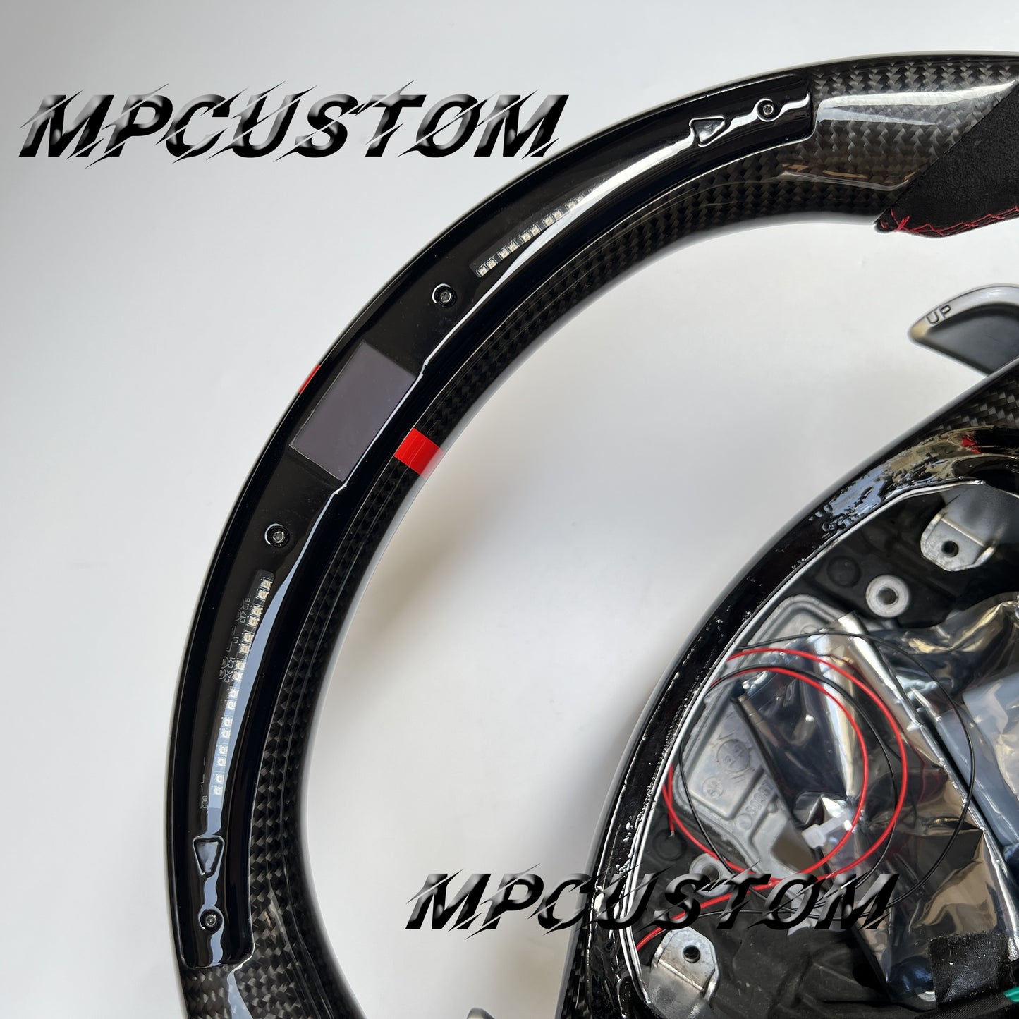 Mpcustom for Mercedes Benz 808AMG /W205 AMG carbon fiber steering wheel round top and red stripe line