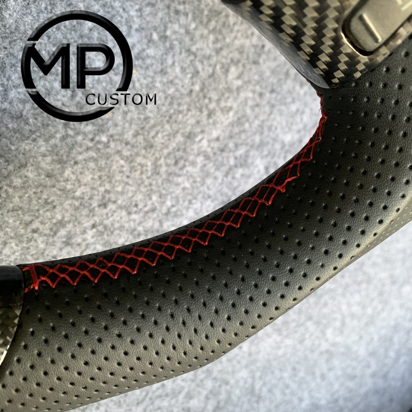 MPCUSTOM Fit For Honda 7th gen Accord Sedan TESTED LX 2003-2007/Inspire/Accord UC1 UC3 CM5 CM6 carbon fiber steering wheel black perforated leather red center line