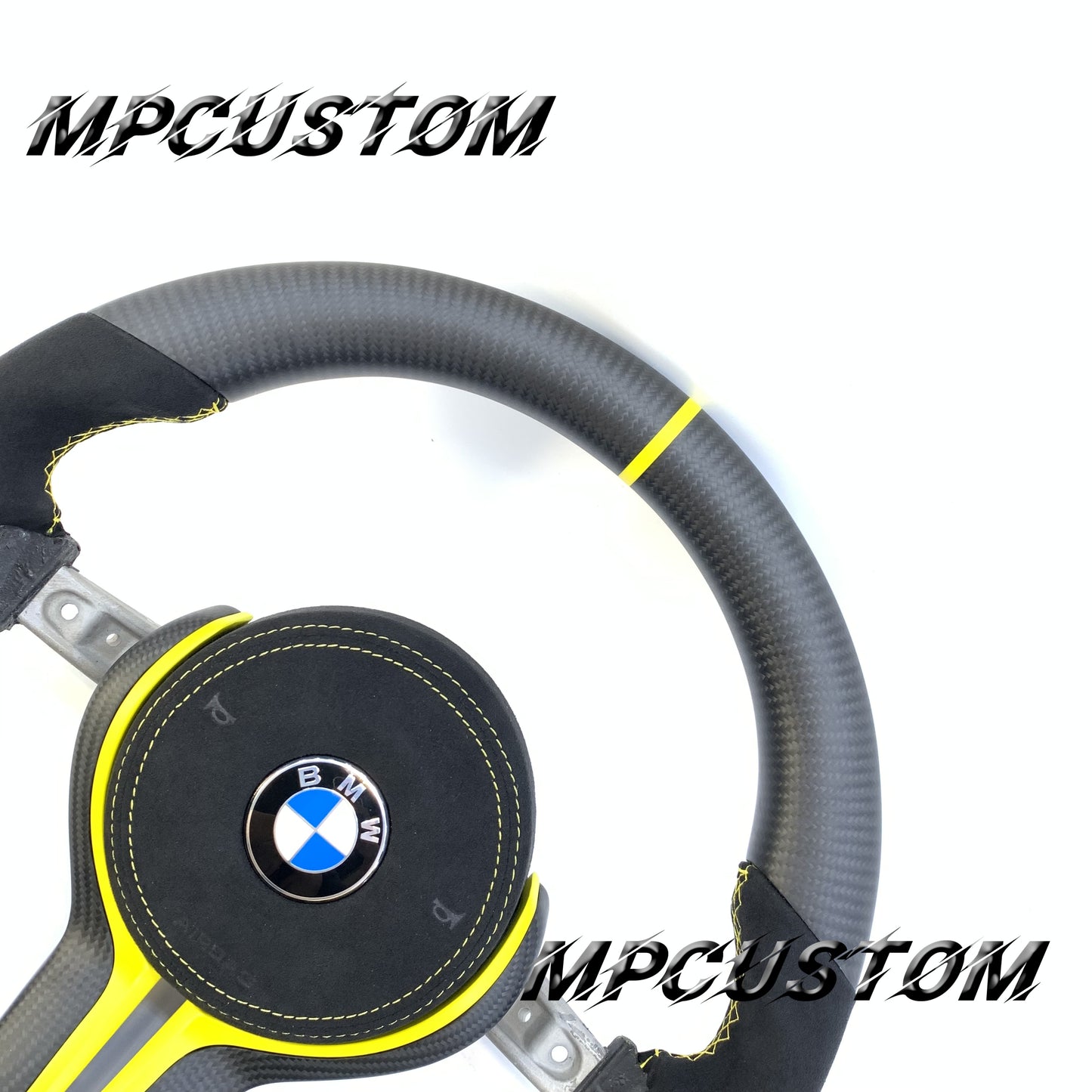 Mpcustom for BMW M2 F87/M3 F80/M4 F82/F83/M5F10/F90 carbon fiber steering wheel yellow stripe line