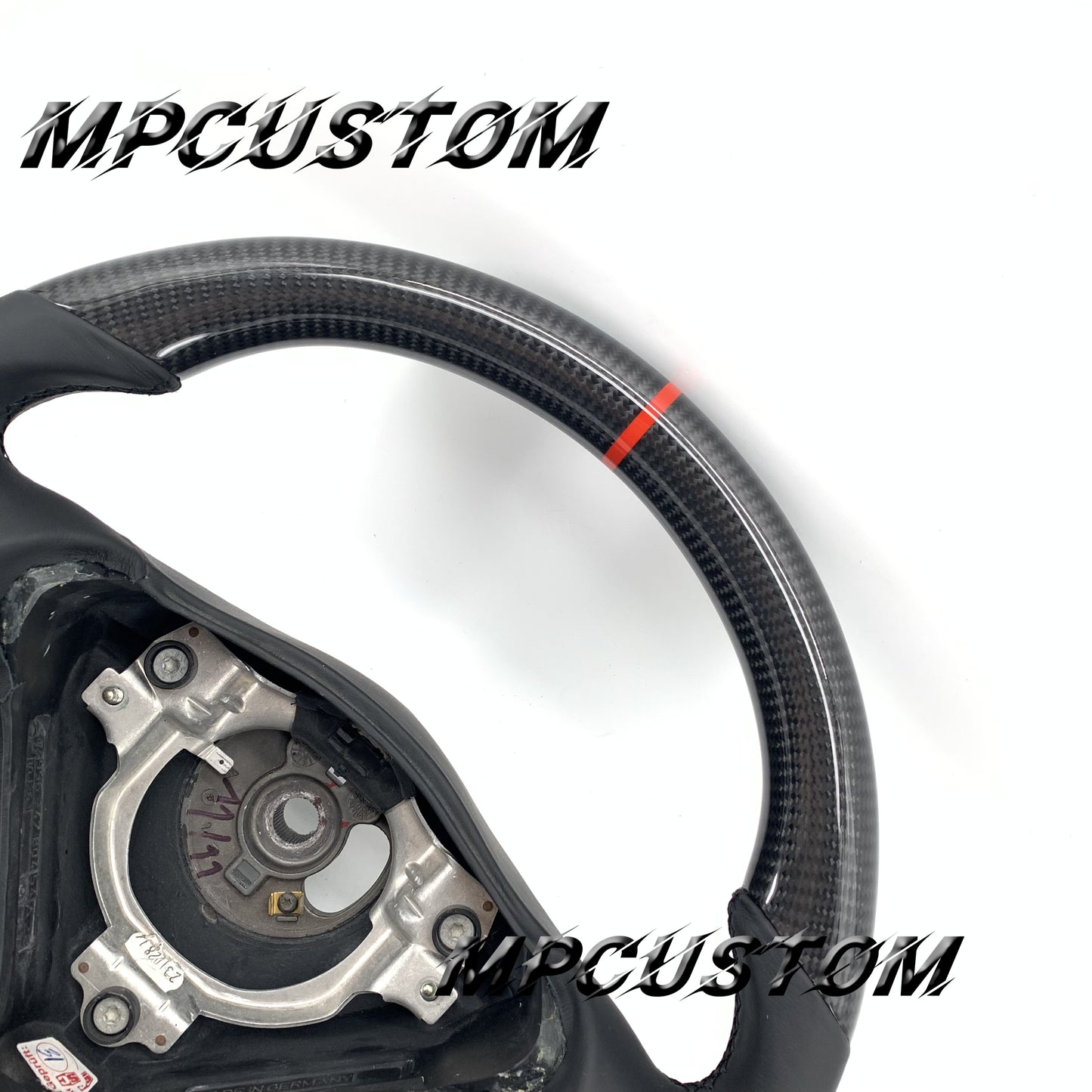 Mpcustom for Porsche 996 carbon fiber steering wheel gloss and red stripe line
