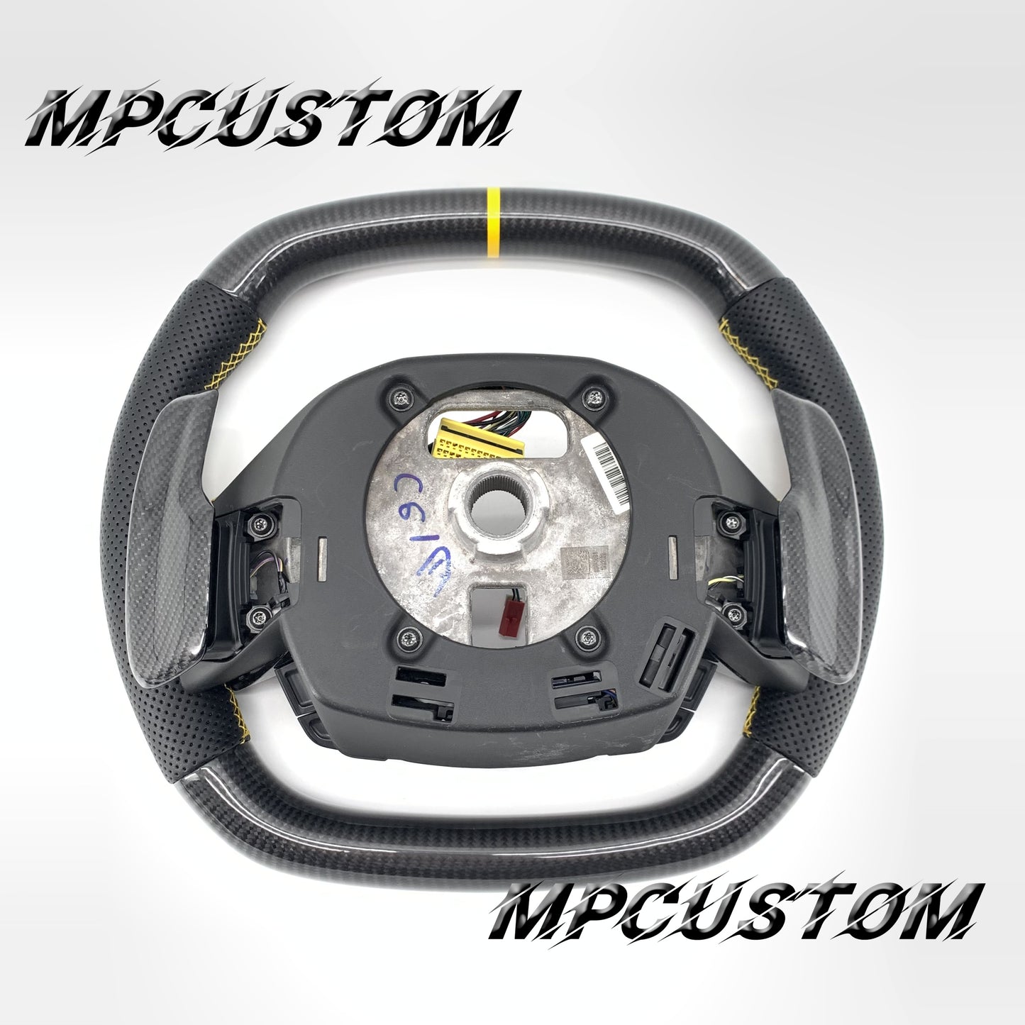 Mpcustom for Chevrolet Corvette C8 2020+ carbon fiber steering wheel yellow stitching