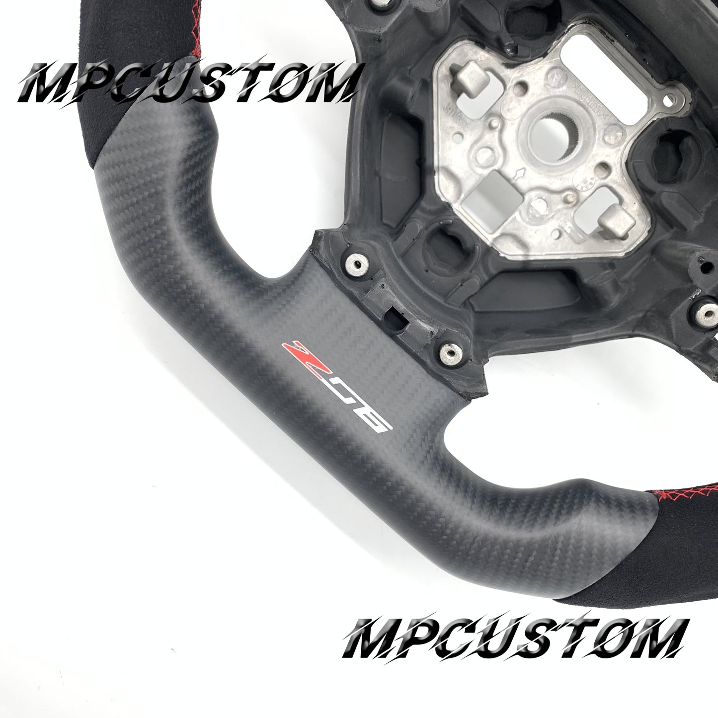 Mpcustom for Chevrolet Corvette C8 2020+ carbon fiber steering wheel flat top and Alcantara