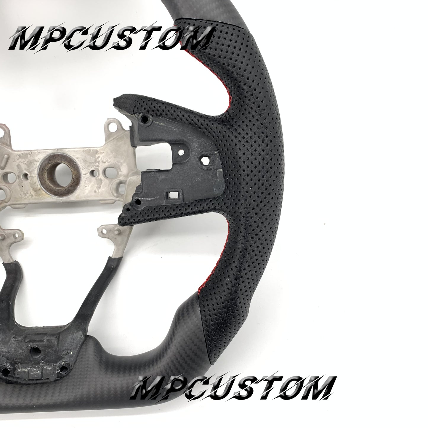 Mpcustom for Honda 10th Gen Civic 2016+ carbon fiber steering wheel red stitching and flat bottom
