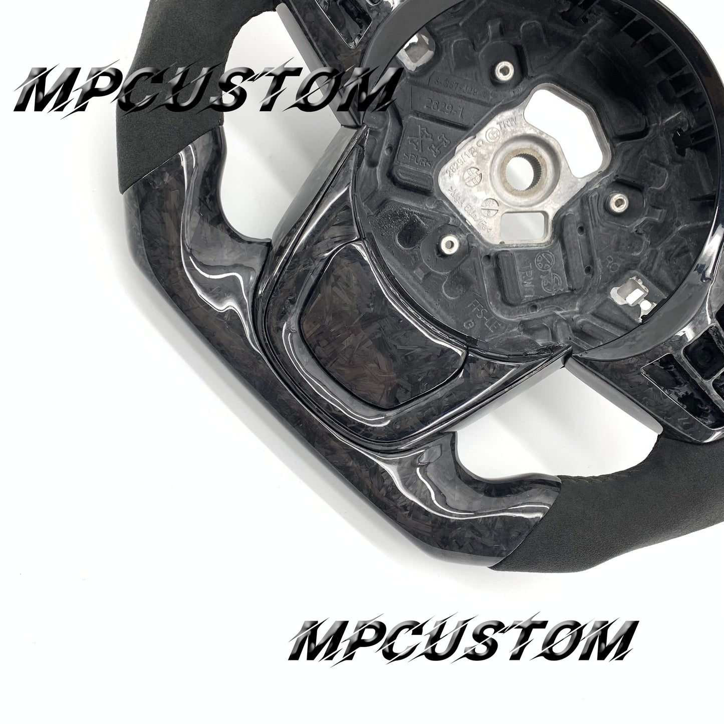 Mpcustom for Toyota Supra 2020 carbon fiber steering wheel round top and black Alcantara