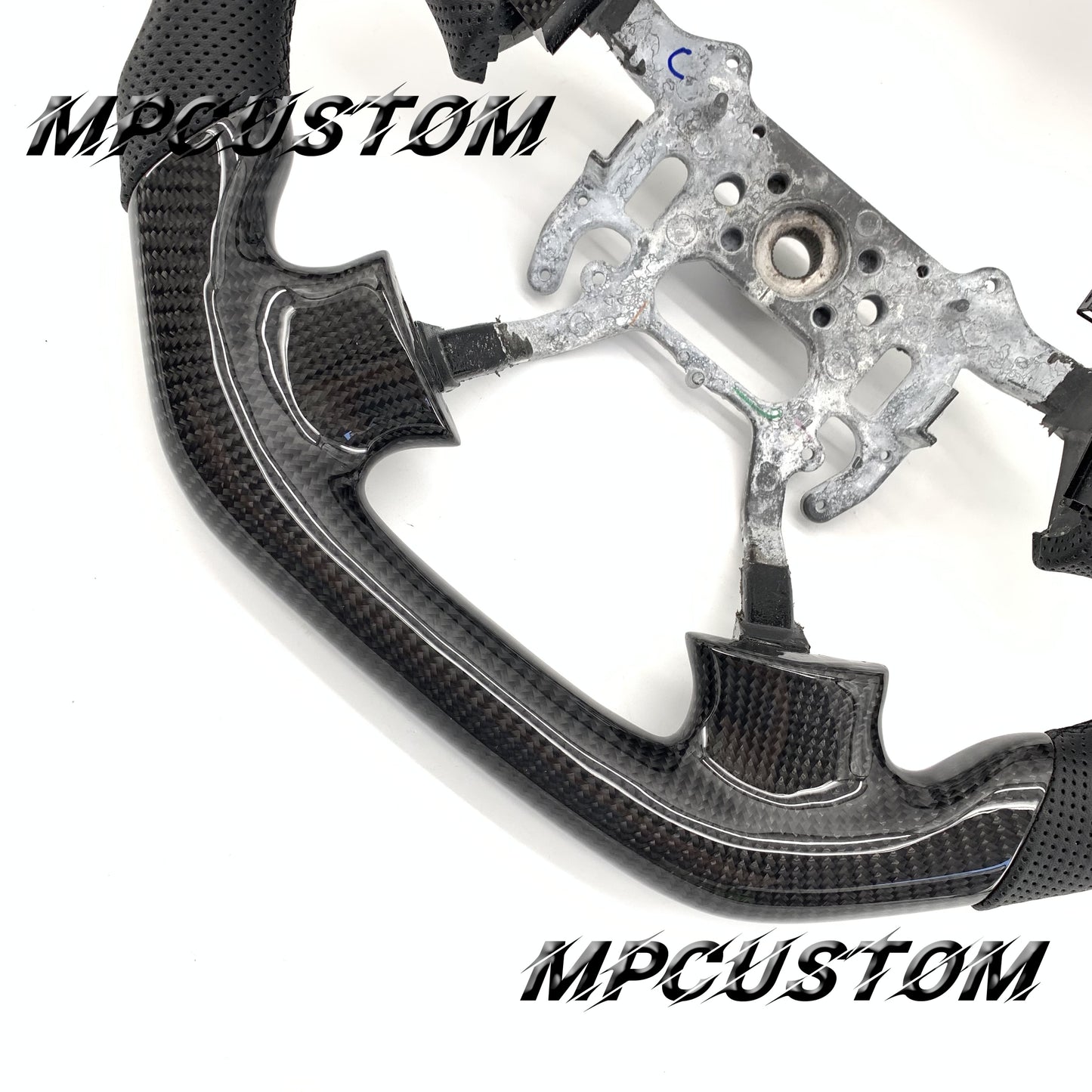 Mpcustom for Acura TL 2004-2006 carbon fiber steering wheel black perforated leather