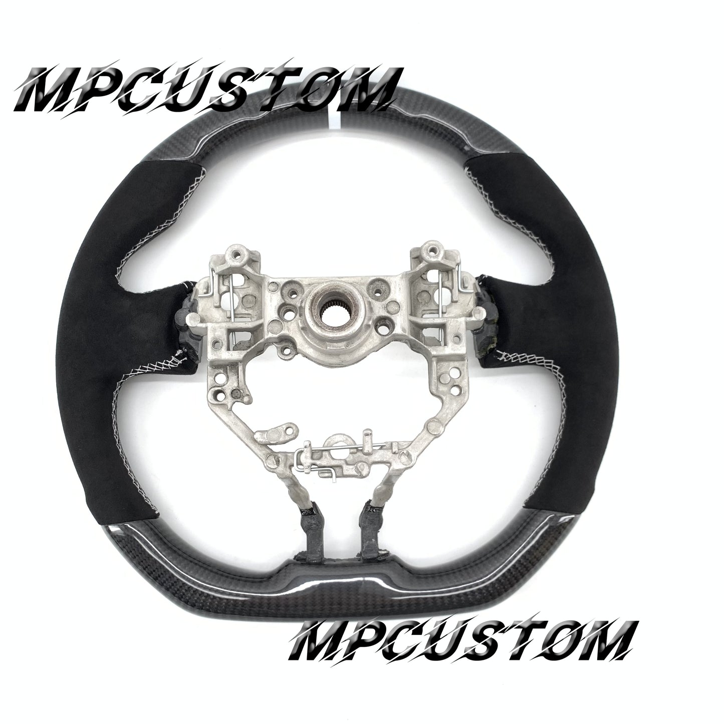 Mpcustom for Toyota 86 BRZ FRS 2013-2016 carbon fiber steering wheel gloss and white stitching