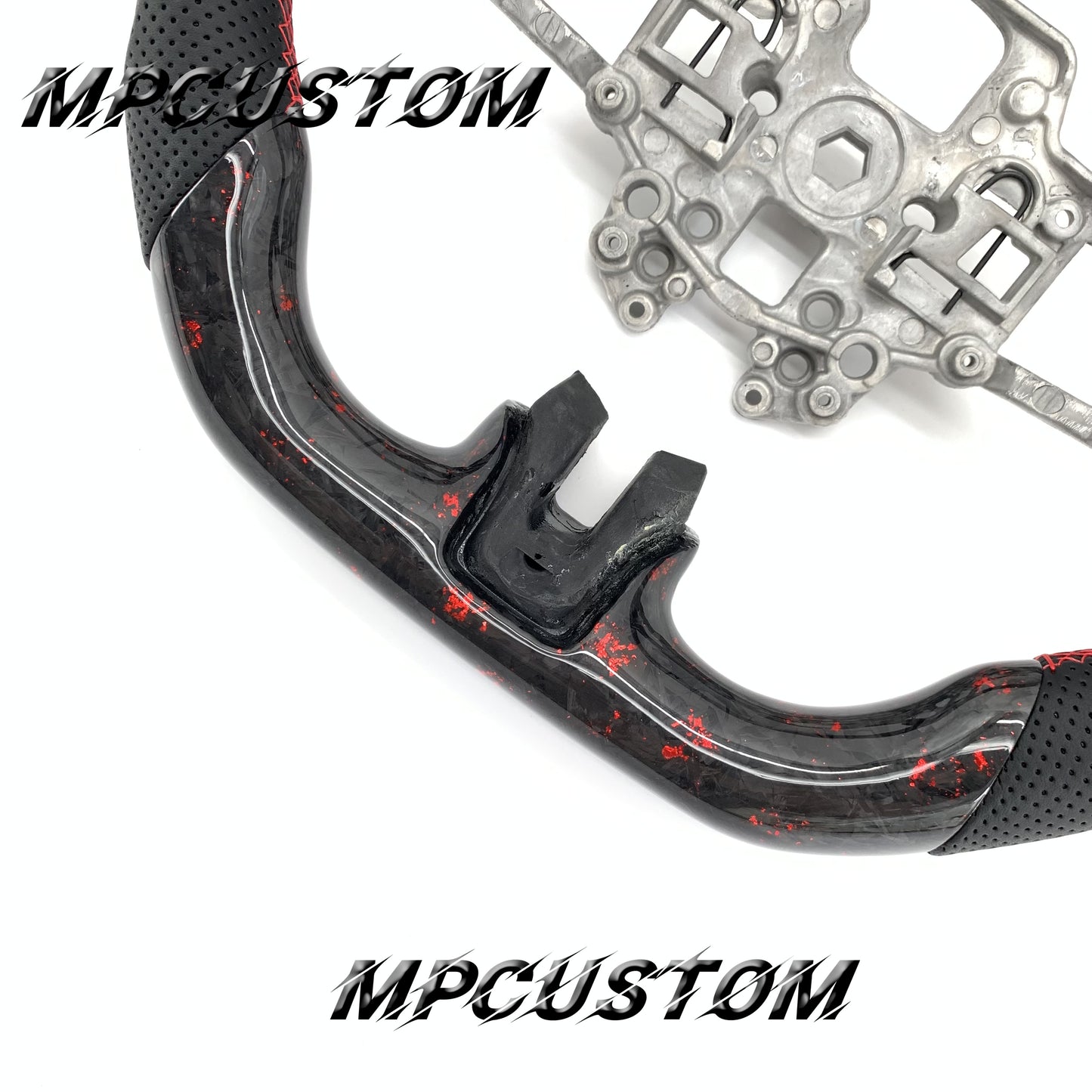 Mpcustom for Ford Mustang 2018-2022 carbon fiber steering wheel flat bottom and led