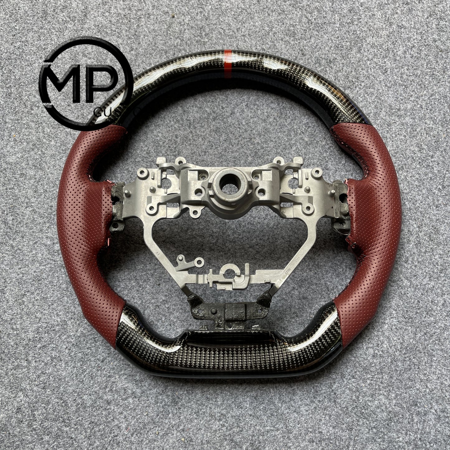 MPCUSTOM Fit For .Lexus IS250 IS300 IS350 RC300 RC350 14-20 carbon fiber steering wheel red perforated leather red center line thumb grips