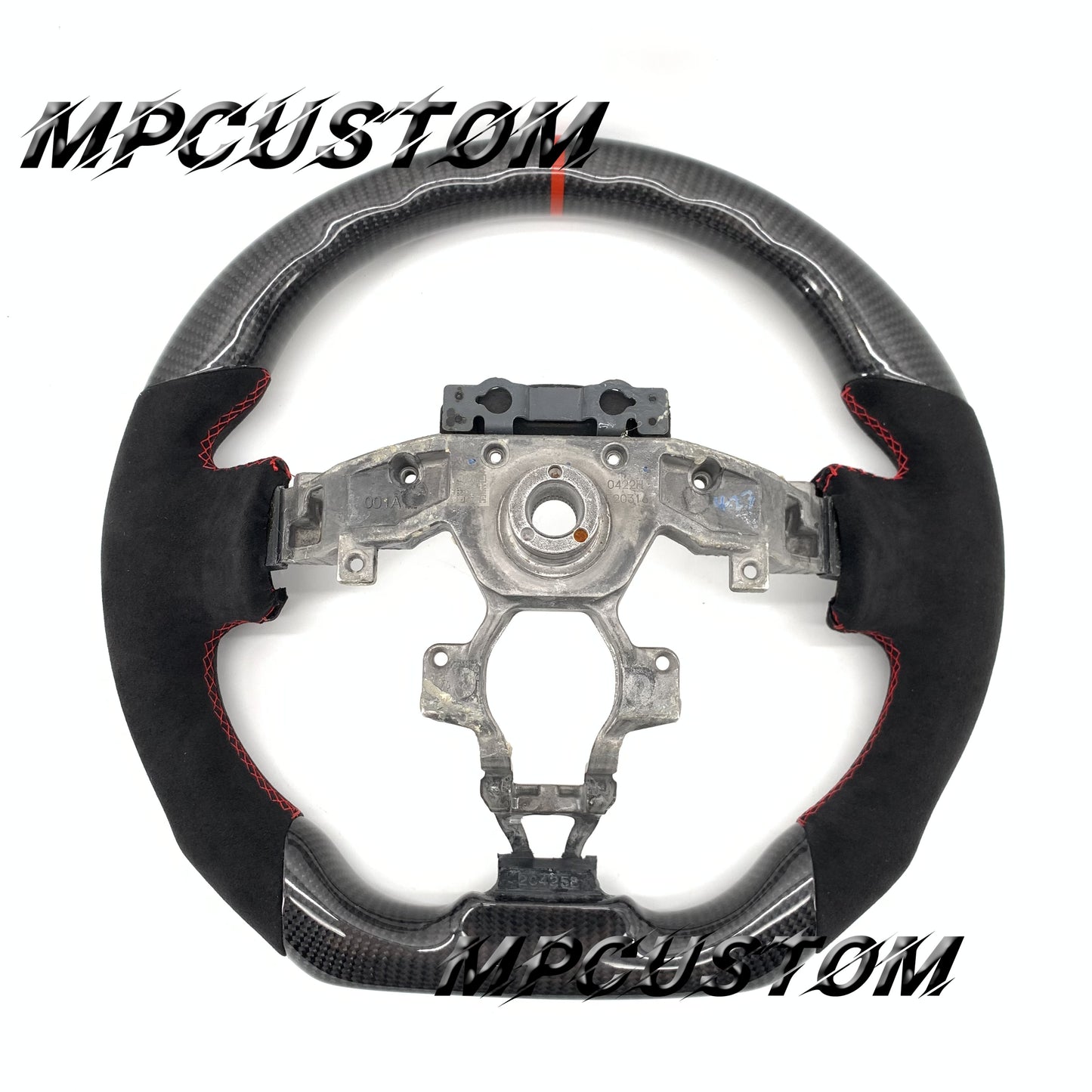 Mpcustom for Nissan 370z Juke z34 carbon fiber steering wheel red stripe line and red stitching