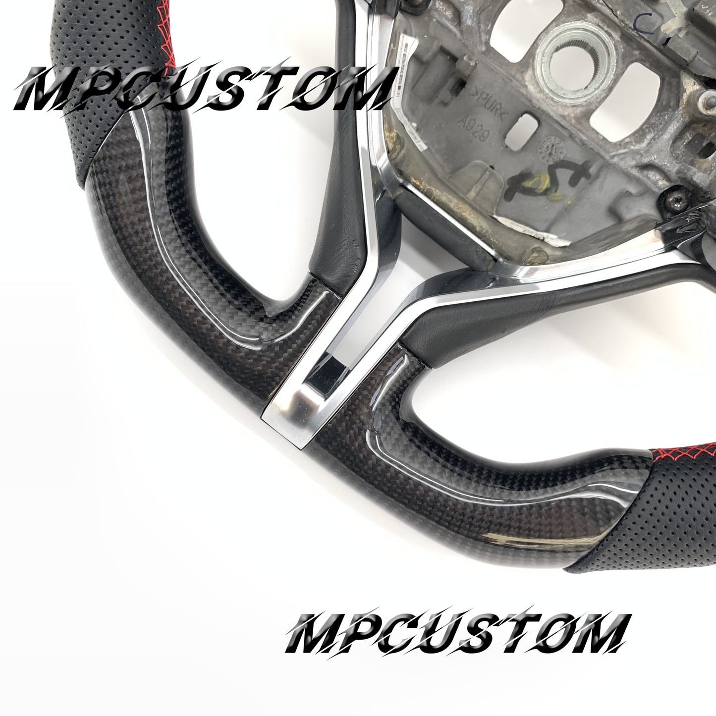 Mpcustom for Maserati Ghibli 2014-2019 carbon fiber steering wheel red stitching
