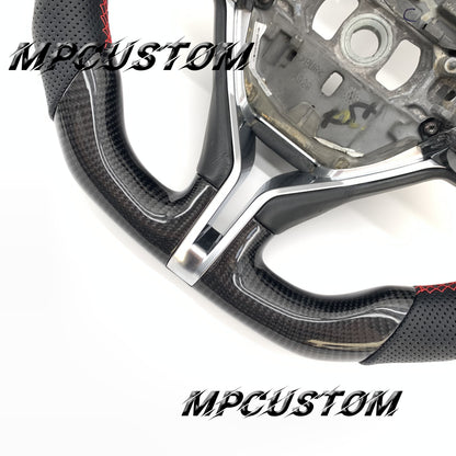 Mpcustom for Maserati Ghibli 2014-2019 carbon fiber steering wheel red stitching