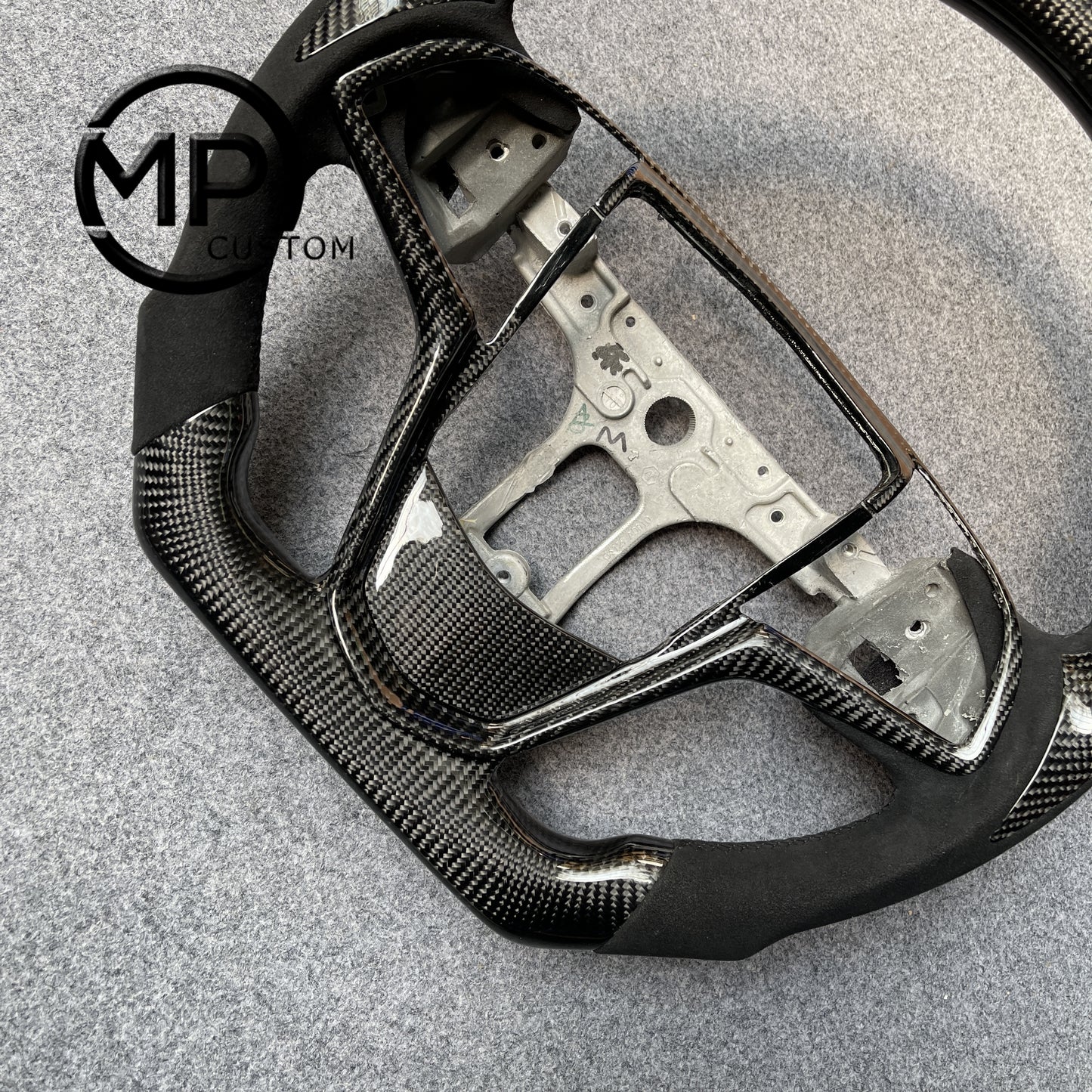 MPCUSTOM Fit For Cadillac ATSV ATS cts 2015-2019 carbon fiber steering wheel black Alcantara thumb grips