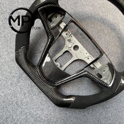MPCUSTOM Fit For Cadillac ATSV ATS cts 2015-2019 carbon fiber steering wheel black Alcantara thumb grips
