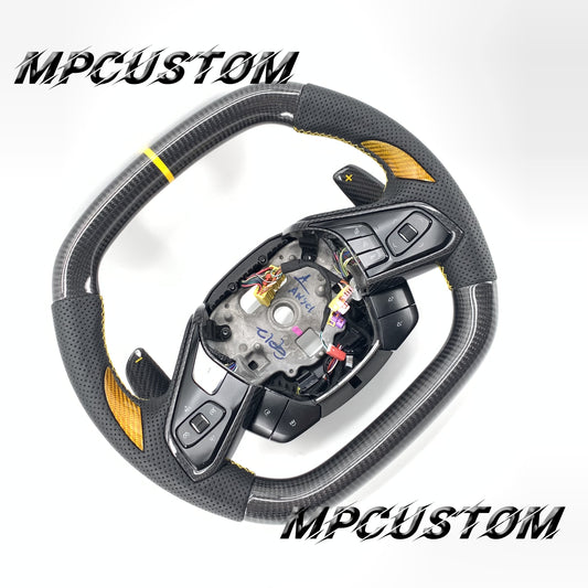 Mpcustom for Chevrolet Corvette C8 2020+ carbon fiber steering wheel yellow stripe line