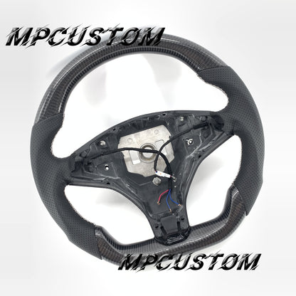 Mpcustom for Tesla model S X carbon fiber steering wheel gloss and white stitching