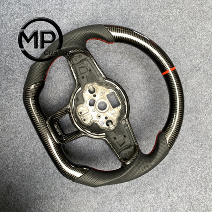 MPCUSTOM Fit For Volkswagen Golf 7 GTI Golf R MK7 VW Polo GTI Scirocco 2015 2016 carbon fiber steering wheel black perforated leather red center line