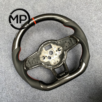 MPCUSTOM Fit For Volkswagen Golf 7 GTI Golf R MK7 VW Polo GTI Scirocco 2015 2016 carbon fiber steering wheel black perforated leather red center line