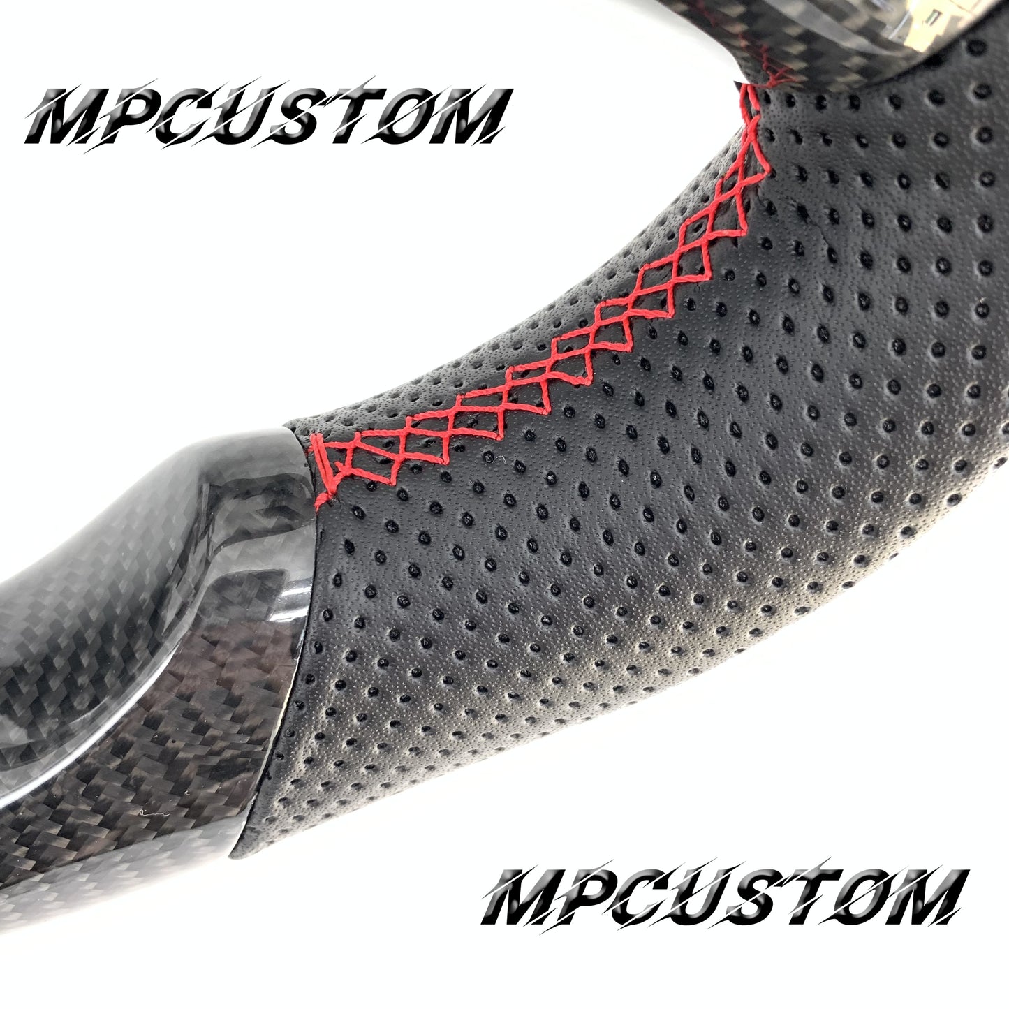 Mpcustom for Chevrolet Corvette C6 ZR1 Z06 carbon fiber steering wheel round top and red stripe line