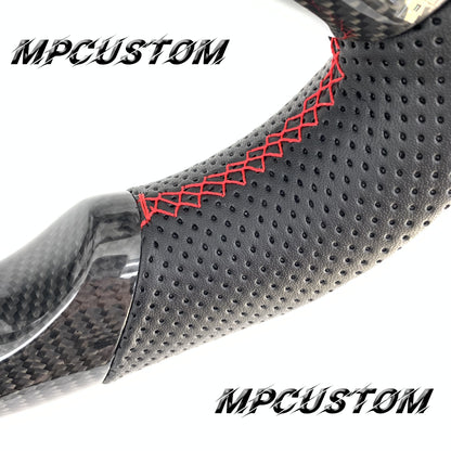 Mpcustom for Chevrolet Corvette C6 ZR1 Z06 carbon fiber steering wheel red stripe line and red stitching and round top