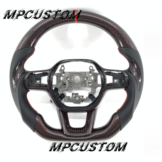 Mpcustom for Honda 11th gen Civic carbon fiber steering wheel round top and smooth