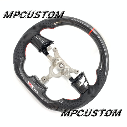 Mpcustom for Chevrolet Corvette C6 ZR1 Z06 carbon fiber steering wheel round top and red stripe line