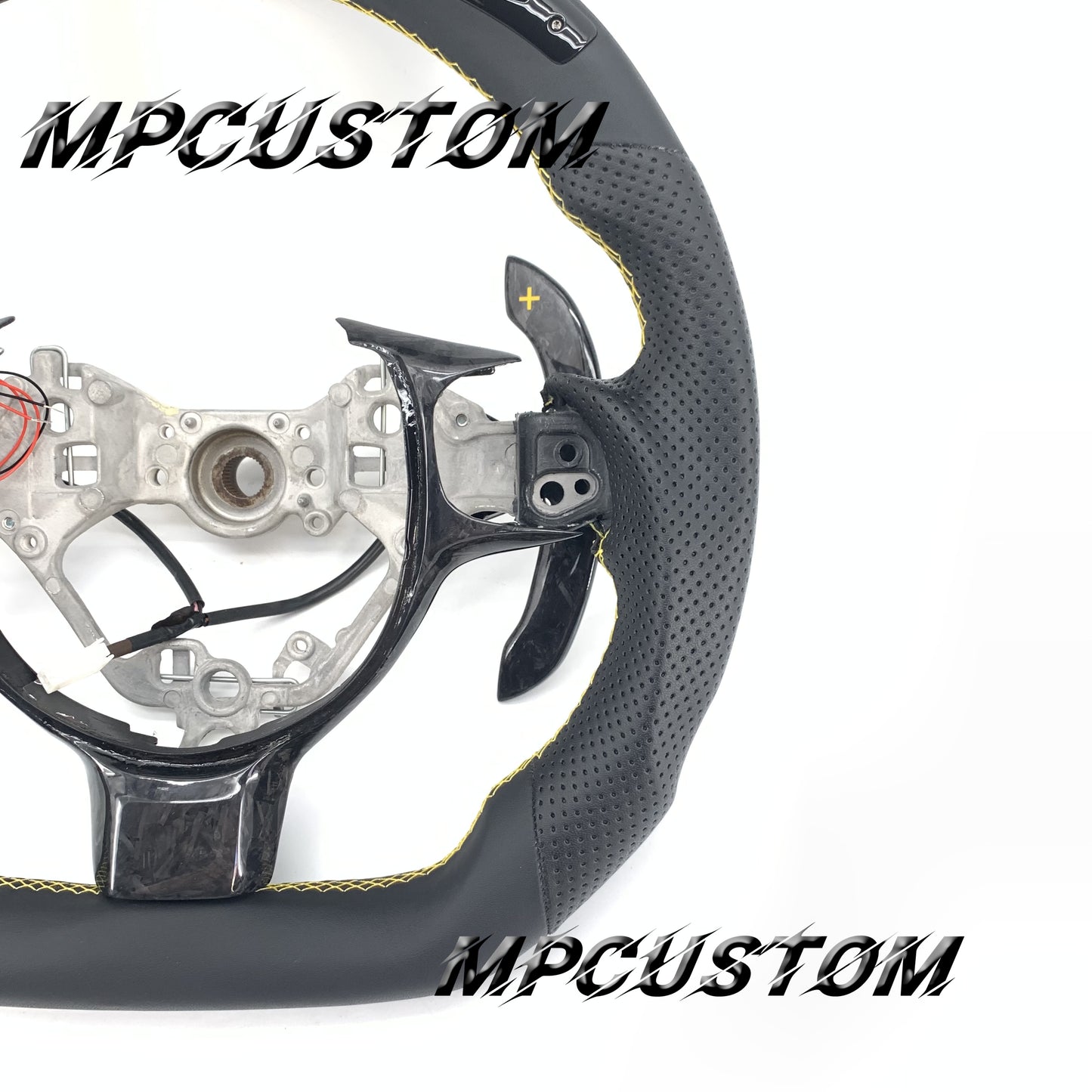 Mpcustom for Toyota 86 BRZ FRS 2017-2019 carbon fiber steering wheel white yellow stitching and matte