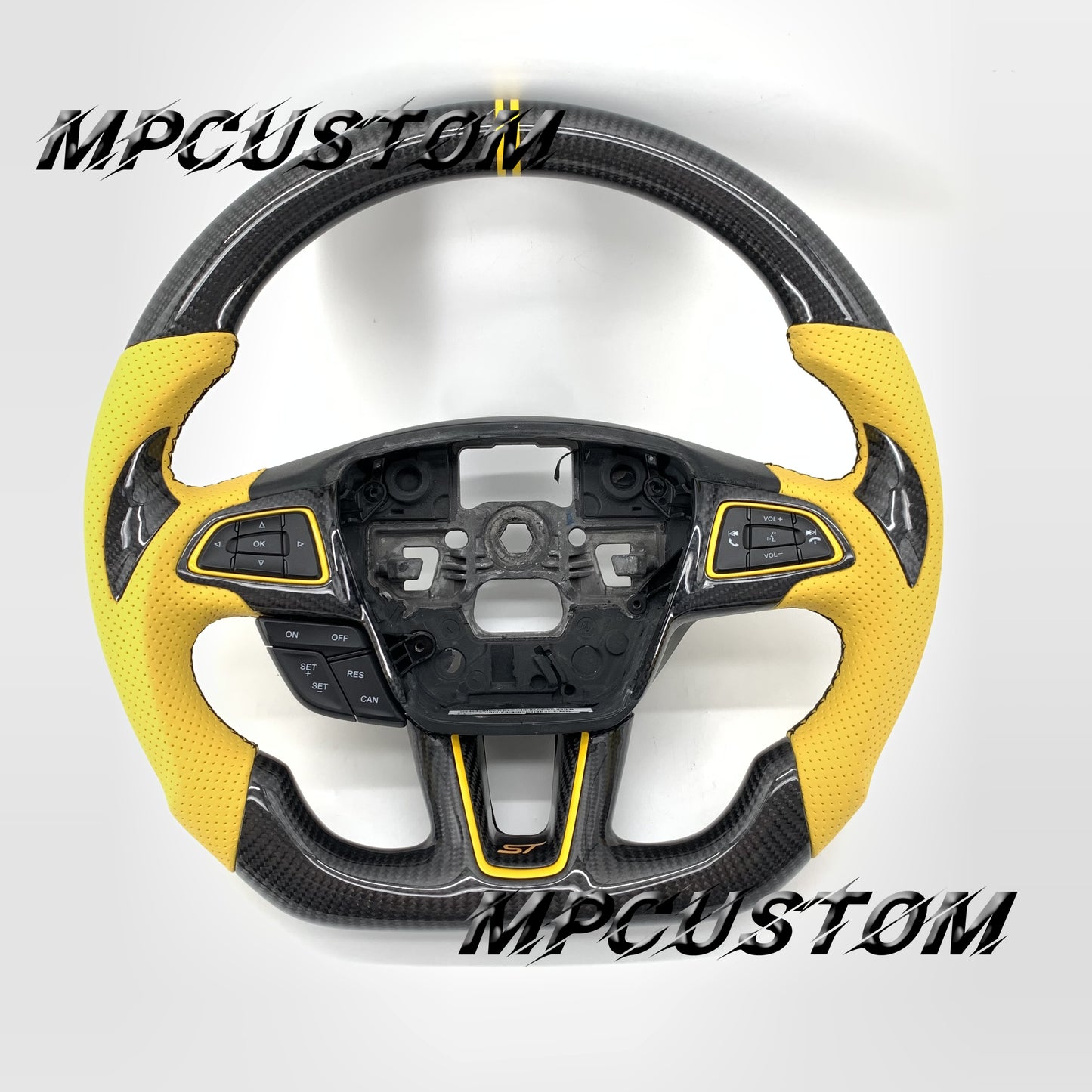 Mpcustom for Ford Focus MK3 ST RS carbon fiber steering wheel yellow perforated leather