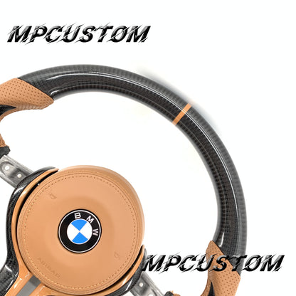 Mpcustom for BMW 5 series F10/F11 carbon fiber steering wheel brown stripe line
