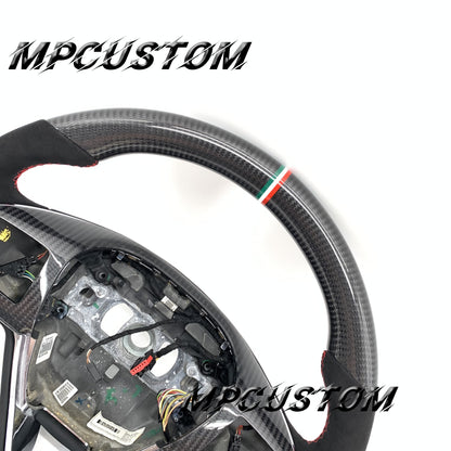 Mpcustom for Maserati Ghibli 2014-2019 carbon fiber steering wheel red stitching
