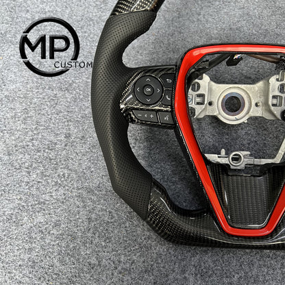 MPCUSTOM Fit For Toyota 8th gen Camry se xse le xle 2018-2022/Avalon 2018-2022 carbon fiber steering wheel black perforated leather red center line