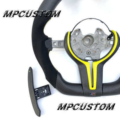 Mpcustom for BMW 6 series F06/F13/F12 carbon fiber steering wheel yellow stripe line